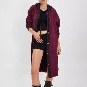 Free People Tomorrows Sweatshirt Cardigan, Damson L